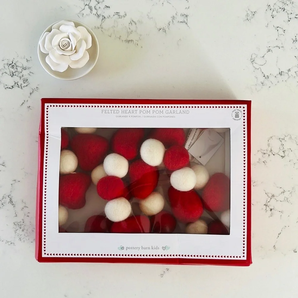 Pottery Barn Kids Felted Wool Heart Pom-Pom Garland - Picture 5 of 13